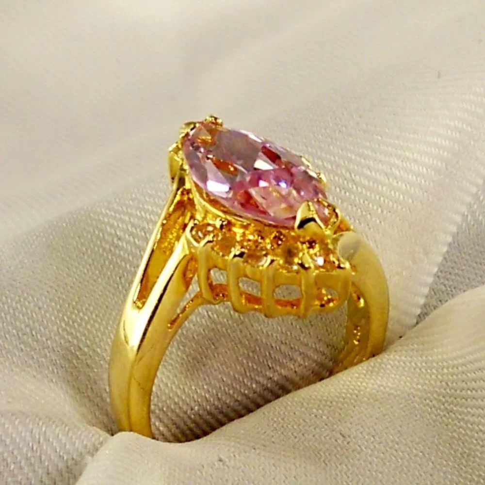 NEW Purple Marquise Cut Cubic Zirconias Gold DESIGNER Ring